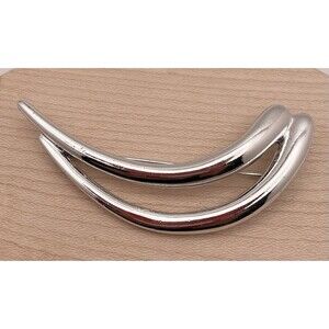 Silver Tone Swoosh Modernist Brooch Pin Women’s Fashion Jewelry